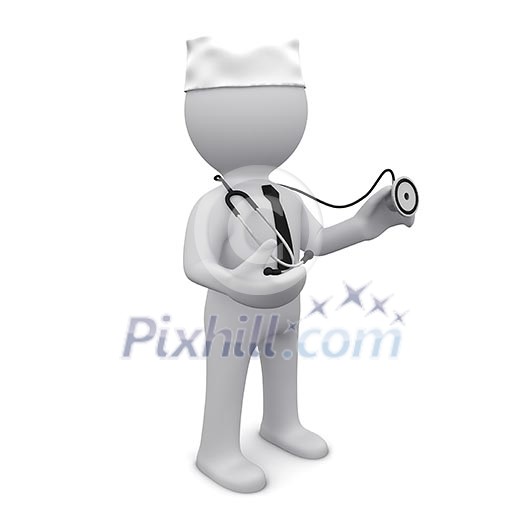 Three-dimensional man in black tie and a white cap with a stethoscope.Series '3D Man' Three-dimensional man in black tie and a white cap with a stethoscope.Series '3D Man'
