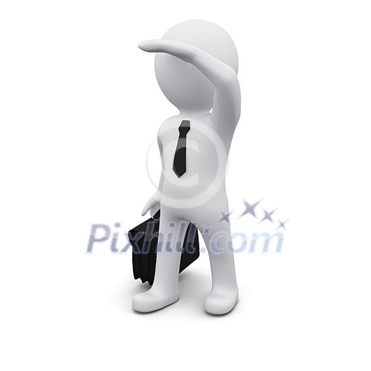 3D man standing and looking forward for new perspectives 3D man standing and looking forward for new perspectives