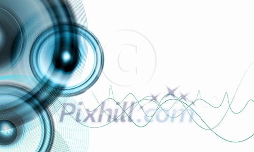 image of speakerphones and sound against white background image of speakerphones and sound against white background
