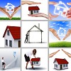Symbol of a successful real estate business. Collage. Illustrations.