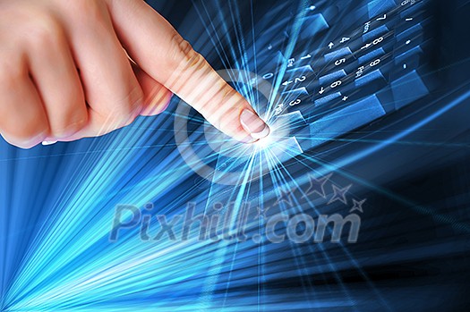 Hands of a young woman presses the keyboard. Workplace businessman Hands of a young woman presses the keyboard. Workplace businessman