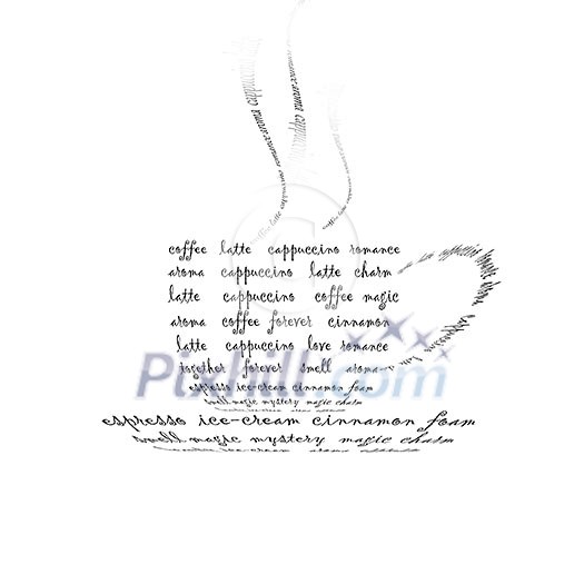 a picture of a cup of coffee made up of words a picture of a cup of coffee made up of words