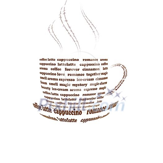 a picture of a cup of coffee made up of words a picture of a cup of coffee made up of words