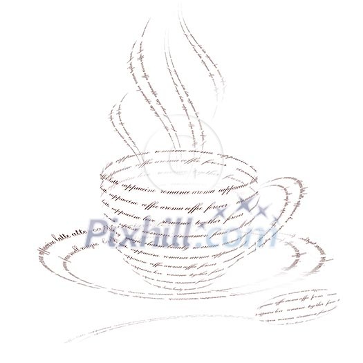 a picture of a cup of coffee made up of words a picture of a cup of coffee made up of words
