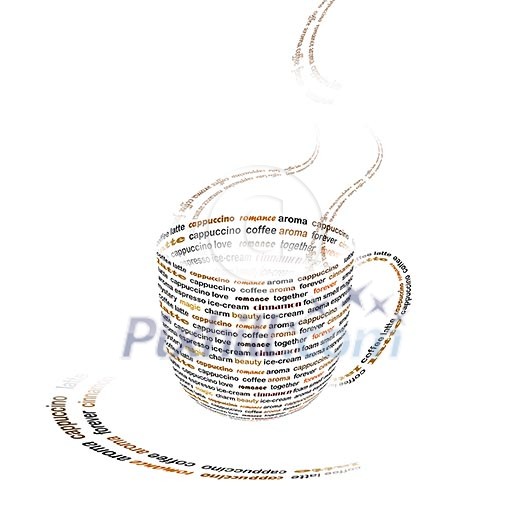 a picture of a cup of coffee made up of words a picture of a cup of coffee made up of words
