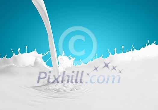 Image of milk splashes against color background Image of milk splashes against color background