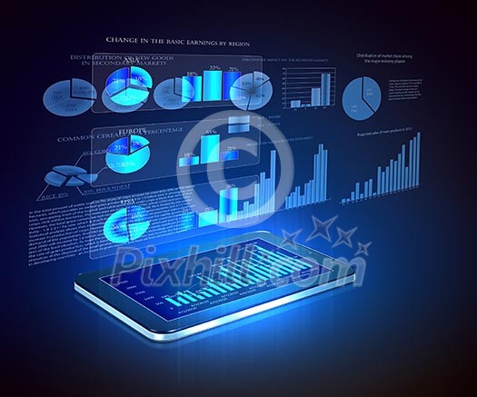 Pads with color diagrams and color shining on background Pads with color diagrams and color shining on background