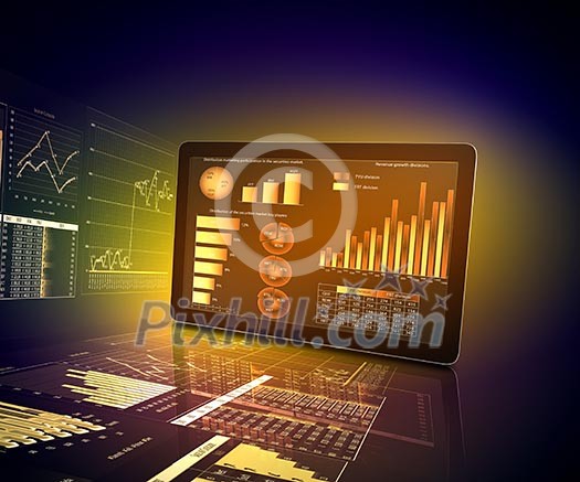 Pads with color diagrams and color shining on background Pads with color diagrams and color shining on background