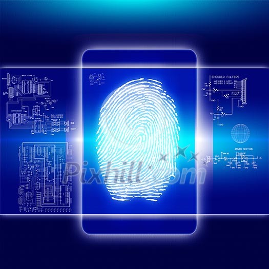 picture of a fingerpring as used in technology for security purposes picture of a fingerpring as used in technology for security purposes