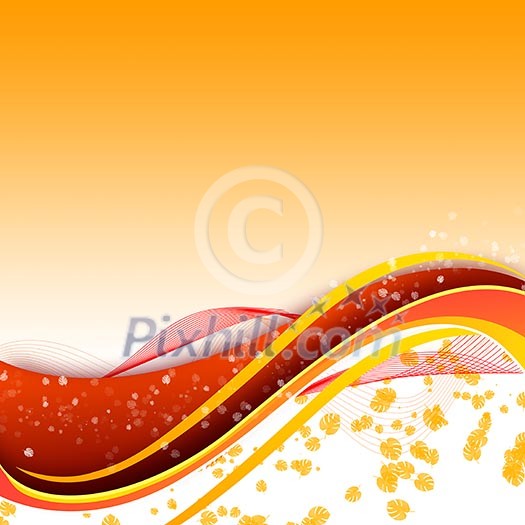 Abstract illustration with lines, arcs and yellow leaves. Abstract illustration with lines, arcs and yellow leaves.