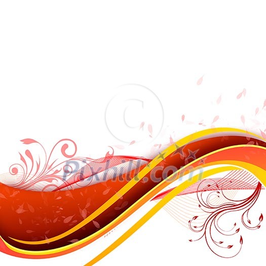 Abstract illustration with lines, arcs and yellow leaves. Abstract illustration with lines, arcs and yellow leaves.