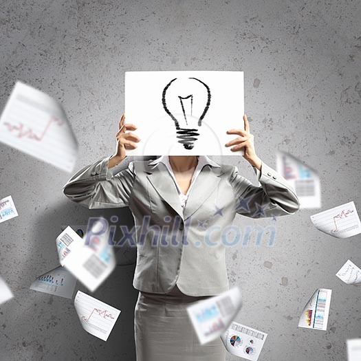 Image of businesswoman holding message board against face. Conceptual photo Image of businesswoman holding message board against face. Conceptual photo
