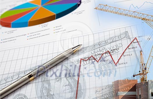 Collage of financial and business charts and graphs