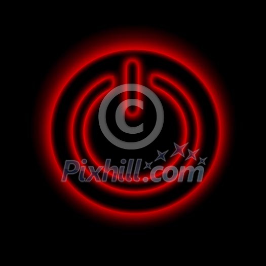 Picture of a power button against black background