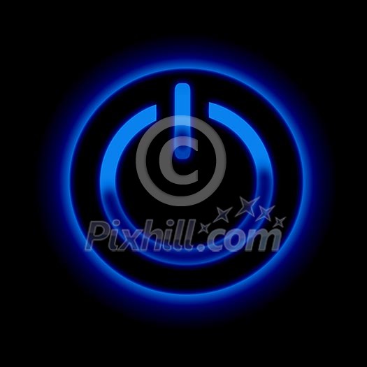 Picture of a power button against black background