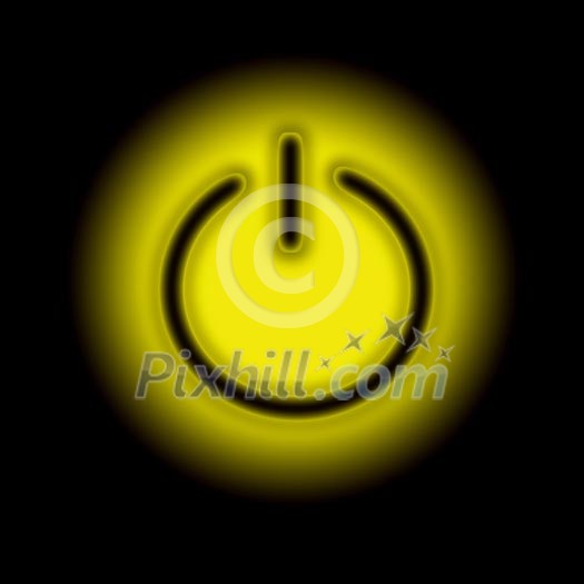 Picture of a power button against black background