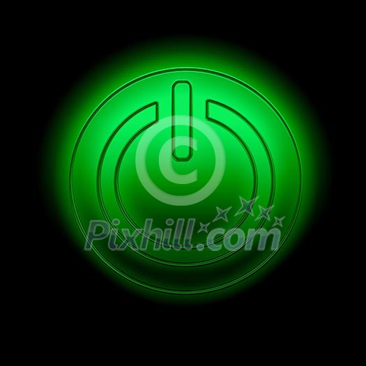 Picture of a power button against black background Picture of a power button against black background