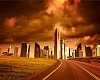 Image of a modern city and road  leading to it