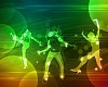 Colour illustration of a disco or night club dancer silhouettes