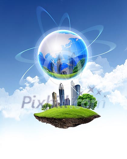 Picture of green planet as symbol of environmental concept Picture of green planet as symbol of environmental concept