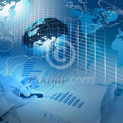 Colour collage with financial and business charts and graphs Colour collage with financial and business charts and graphs