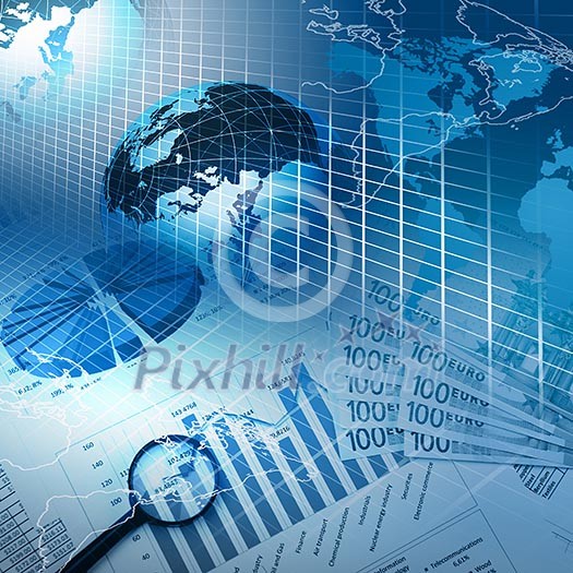 Colour collage with financial and business charts and graphs Colour collage with financial and business charts and graphs