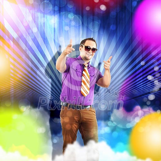 Dancer in the retro style, 50s on a bright color background.collage Dancer in the retro style, 50s on a bright color background.collage