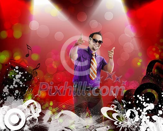 Dancer in the retro style, 50s on a bright color background.collage Dancer in the retro style, 50s on a bright color background.collage