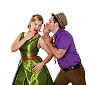 young stylish couple in bright colour wear dancing