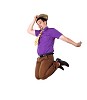 jumping young happy man in bright colour wear with funny expression
