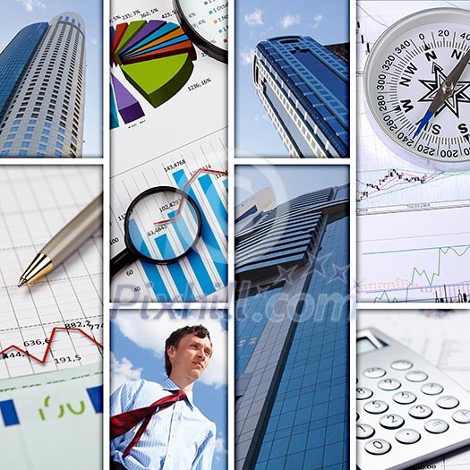 Collage of financial and business charts and graphs Collage of financial and business charts and graphs