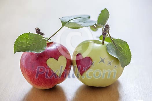 Apples with hearts