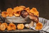 Elegant setting of Chanterelle and Porcini mushrooms