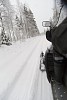 Snowmobile on the snowy road