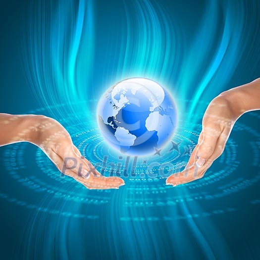 Hands and Earth. Symbol of environmental protection Hands and Earth. Symbol of environmental protection