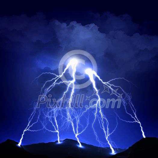image of lightning on a dark blue background image of lightning on a dark blue background