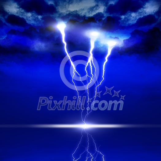 image of lightning on a dark blue background