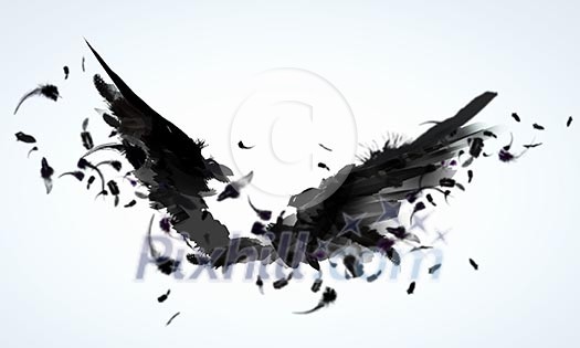 Abstract image of black wings against light background Abstract image of black wings against light background