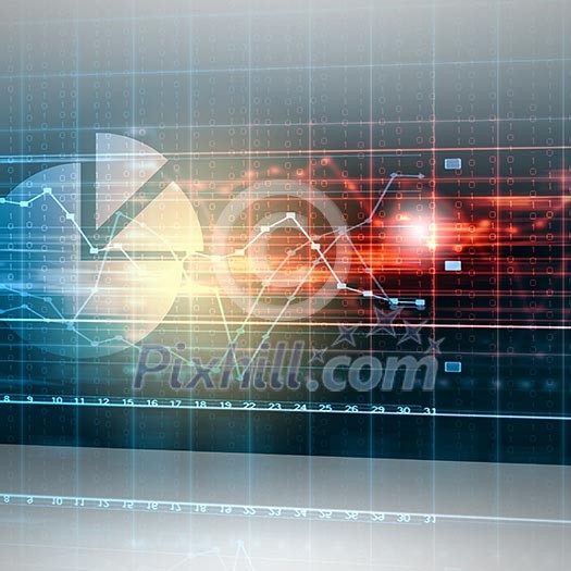 Abstract high tech background with graphs and diagrams