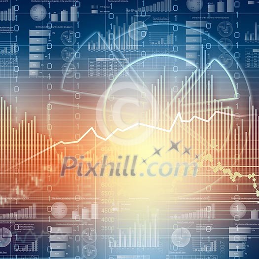 Abstract high tech background with graphs and diagrams