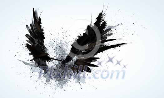 Abstract image of black wings against light background Abstract image of black wings against light background