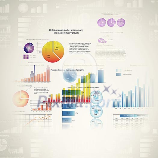 Abstract high tech background with graphs and diagrams