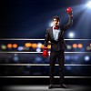Portrait of a young businessman boxing. conceptual collage