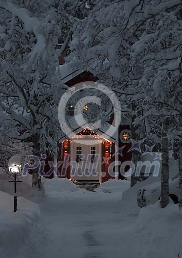 Snowy path to the front door