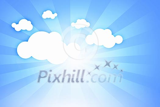 Abstract background image with clouds and rays