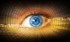 Close-up high-tech image of human eye. Technology concept