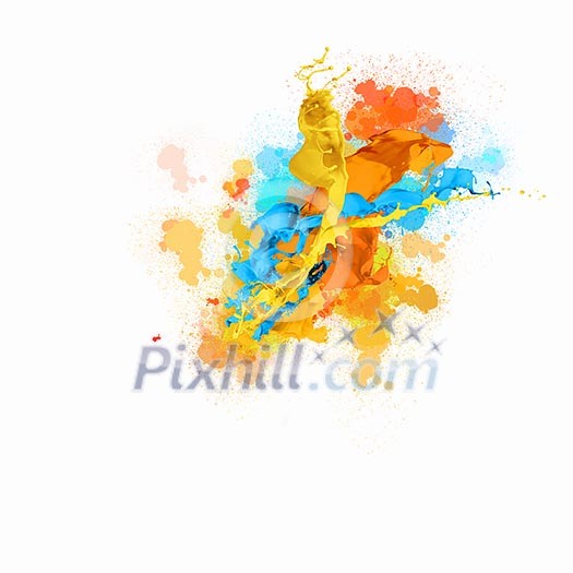 Background image with colorful splashes and drops