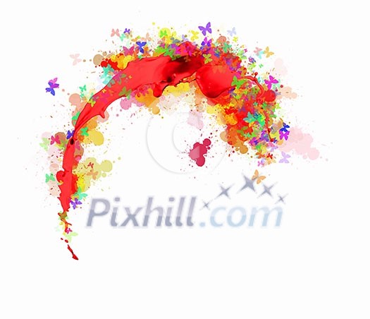 Abstract background image with colorful splashes and butterflies Abstract background image with colorful splashes and butterflies