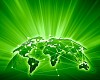 Green vivid image of globe. Globalization concept