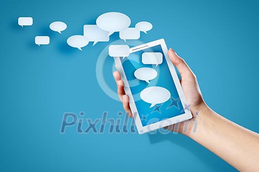 Close-up image of human hands holding smartphone Close-up image of human hands holding smartphone